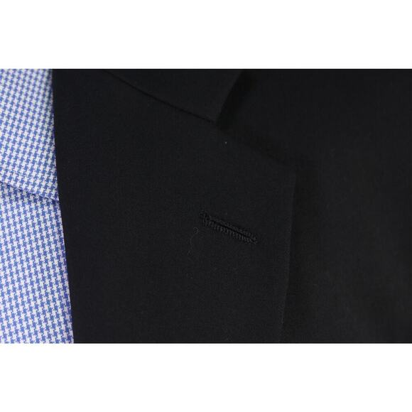 Hickey-Freeman Solid Black w/ Roman Coin Buttons 2-Btn Wool Blazer Jacket 42L - Picture 5 of 9